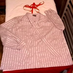 BonWorth 2X Pink And Pink Stripes Button Up Long Sleeve Dress Shirt